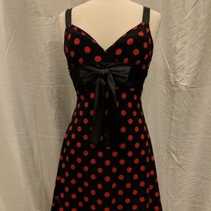 Red and black polkadot dress